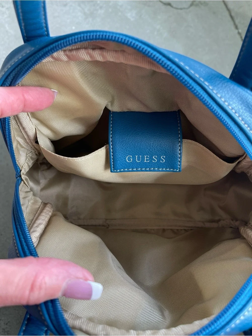 Vintage GUESS Royal Blue Dome Satchel Top Handle Y2K Handbag